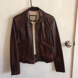 Brown leather jacket made in Madrid